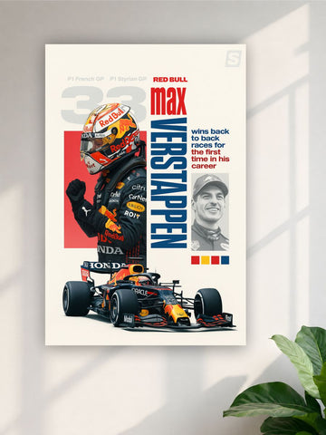Max Verstappen Red Bull F1 Poster | Formula 1 Racing Car Wall Art
