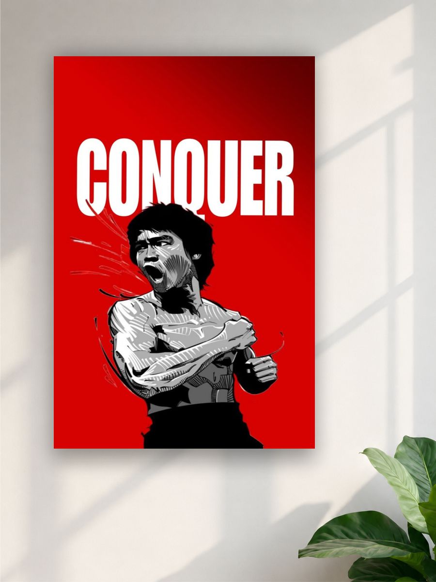 Conquer Motivational Wall Poster | Bruce Lee Inspired Fitness Poster