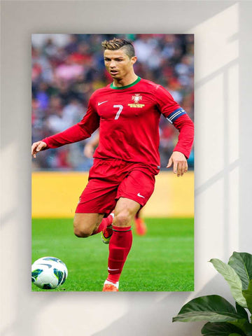 Football Star Red Jersey Wall Poster | Sports Wall Art