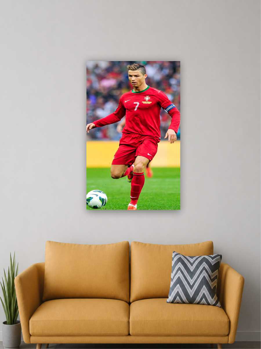 Football Star Red Jersey Wall Poster | Sports Wall Art