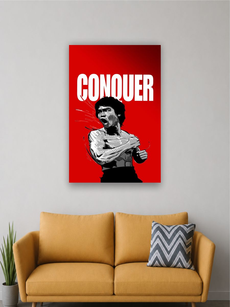 Conquer Motivational Wall Poster | Bruce Lee Inspired Fitness Poster