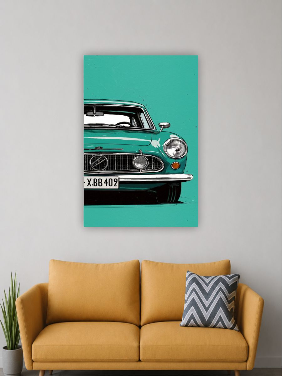 Vintage Volvo Classic Car Poster | Retro Turquoise Car