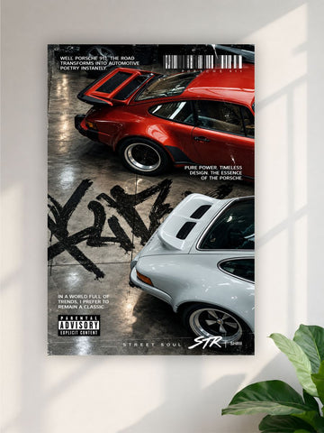 Porsche 911 Wall Poster | Red & White Classic