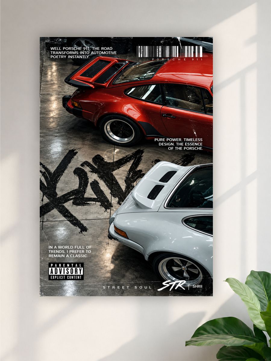 Porsche 911 Wall Poster | Red & White Classic