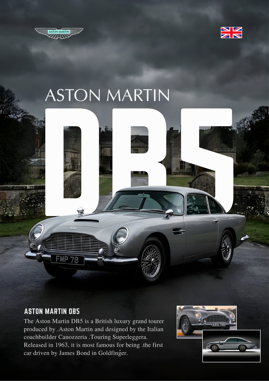 Aston Martin DB5 wall Frame poster