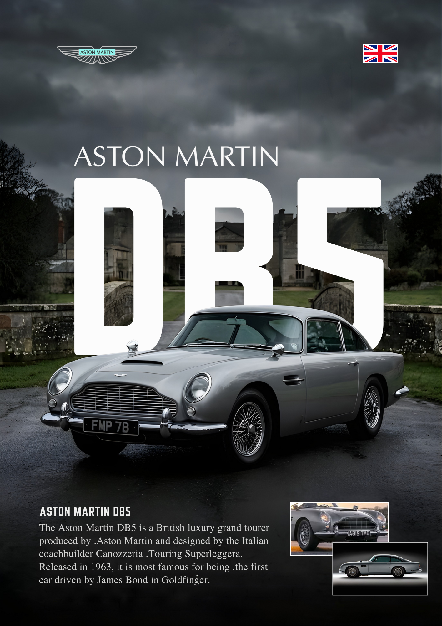 Aston Martin DB5 wall Frame poster