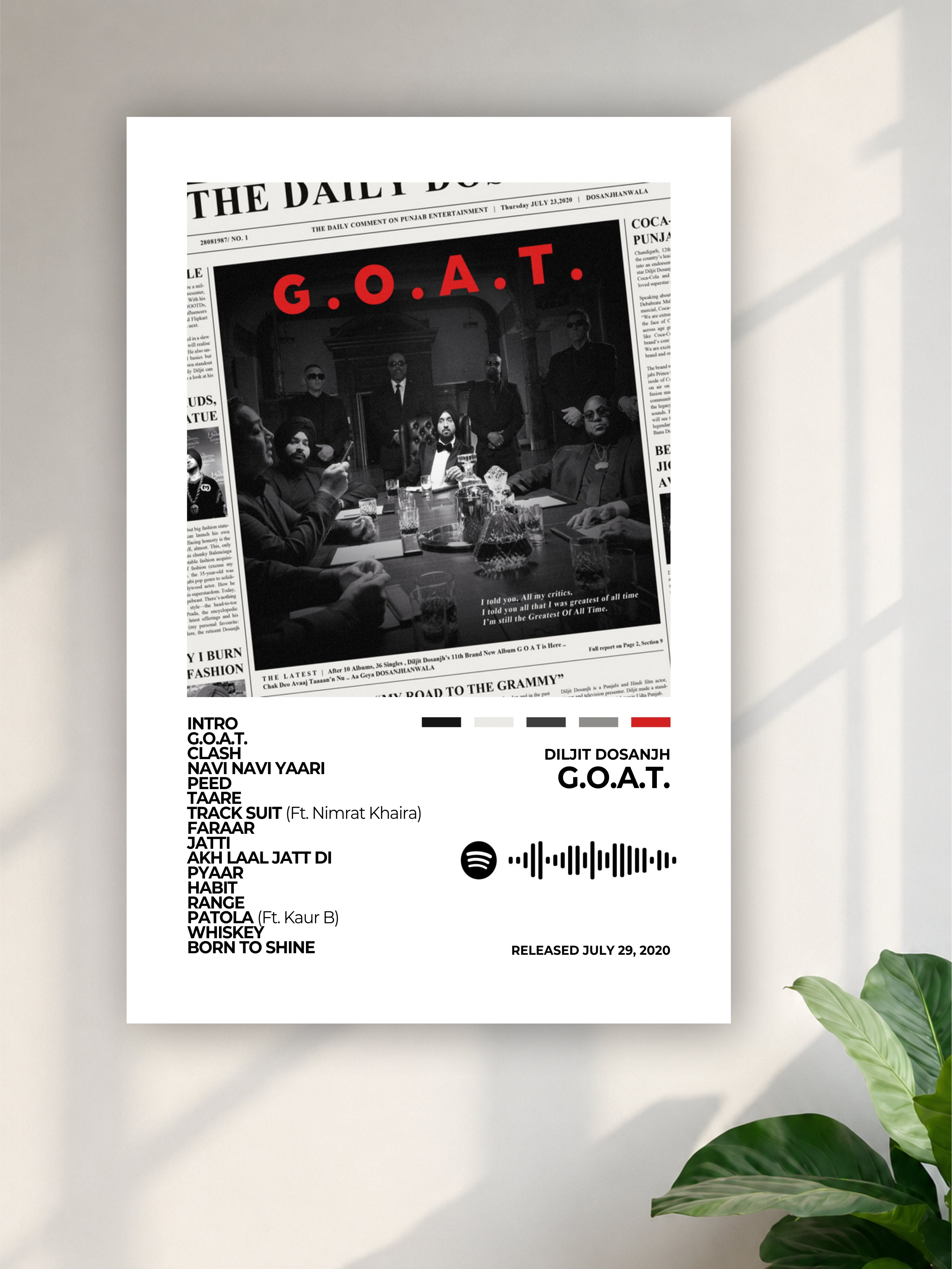 Diljit Dosanjh "G.O.A.T." Album Poster
