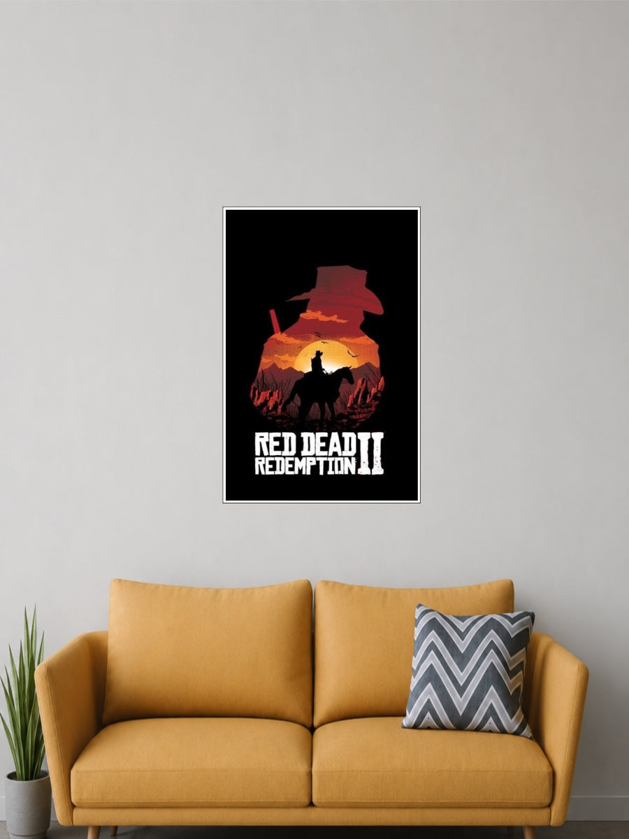 Red Dead Redemption 2 Cowboy Sunset Gaming Poster