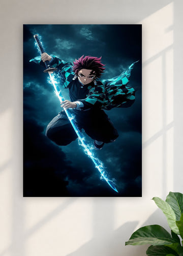 Demon Slayer Tanjiro Kamado Lightning Sword Anime Poster