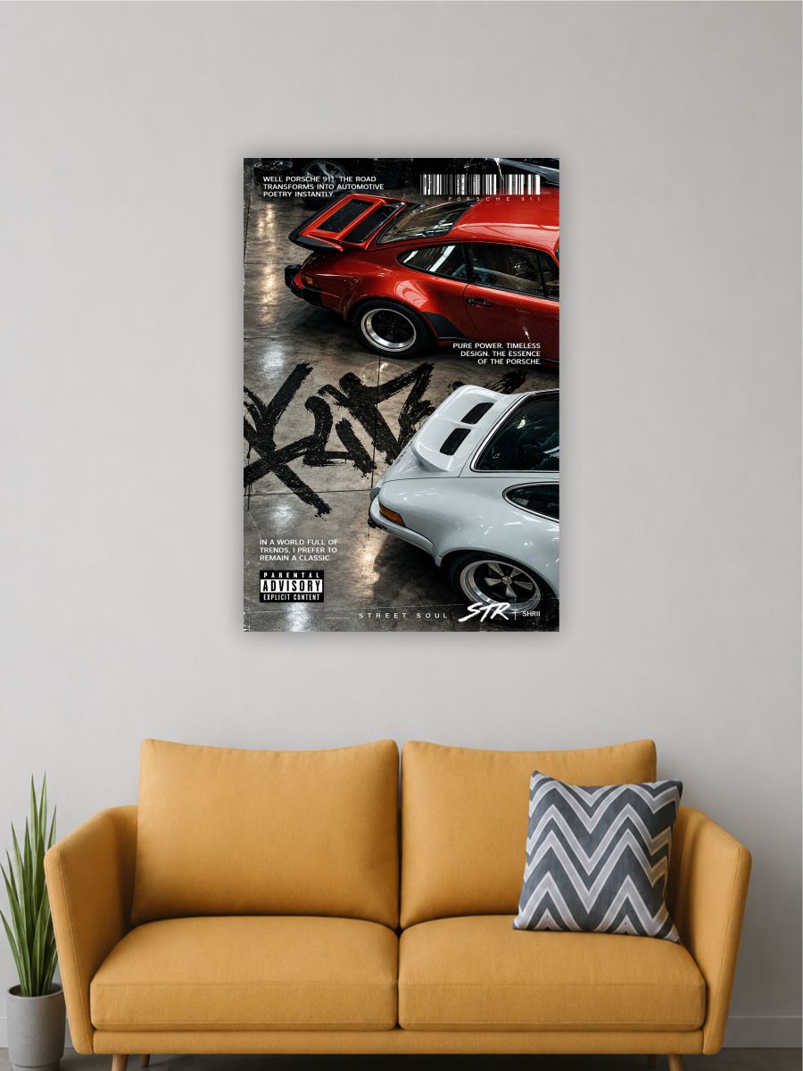 Porsche 911 Wall Poster | Red & White Classic