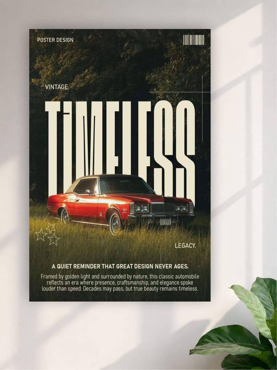 Vintage Red Classic Car Wall Poster | Timeless Retro