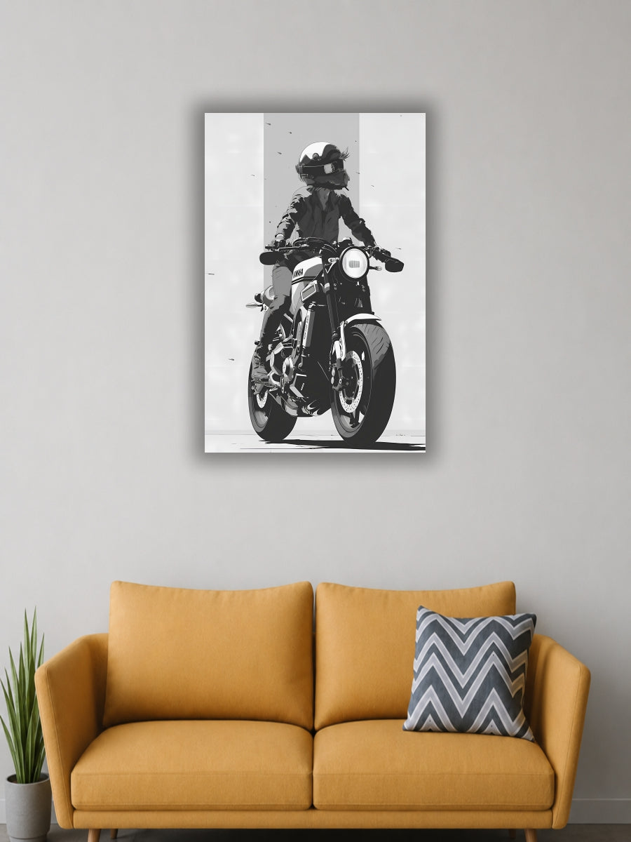 Black & White Motorcycle Rider Poster | Single Poster