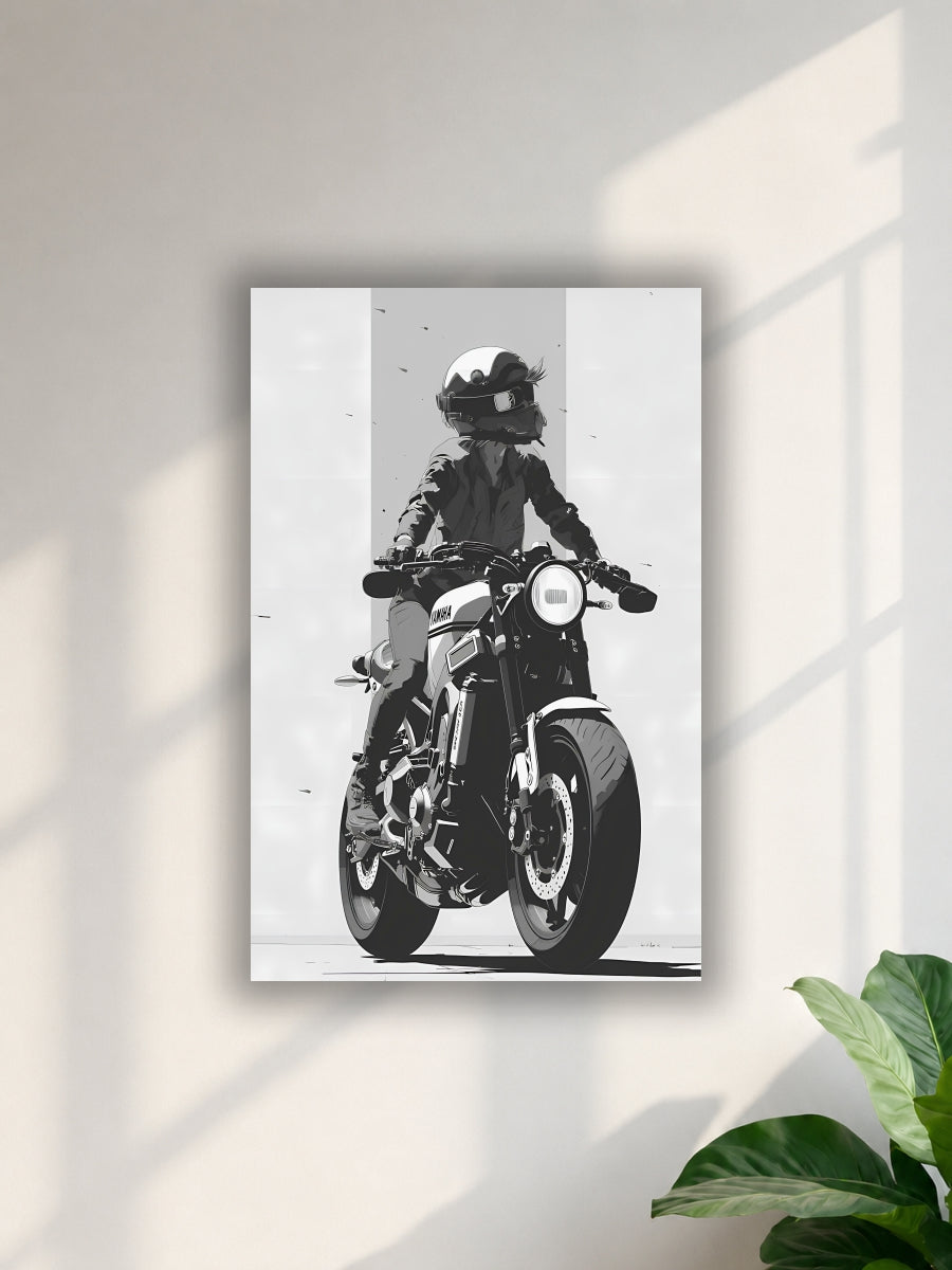 Black & White Motorcycle Rider Poster | Single Poster