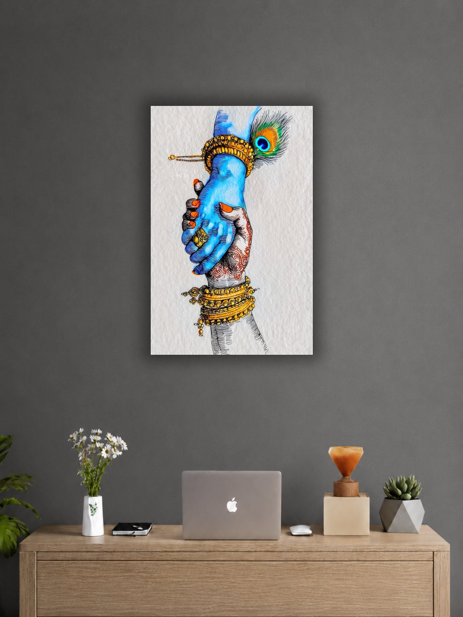 Lord Krishna Hand Art Poster