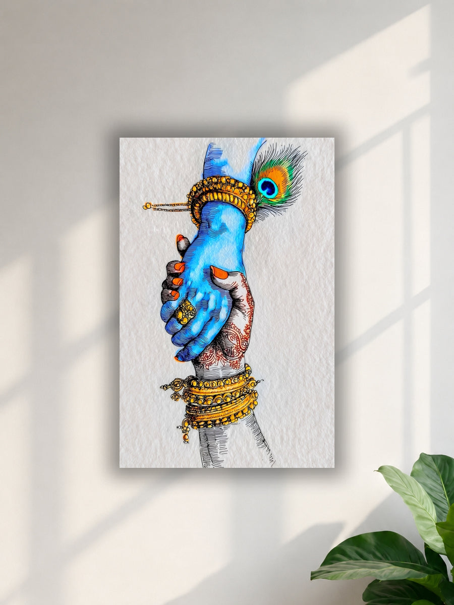 Lord Krishna Hand Art Poster