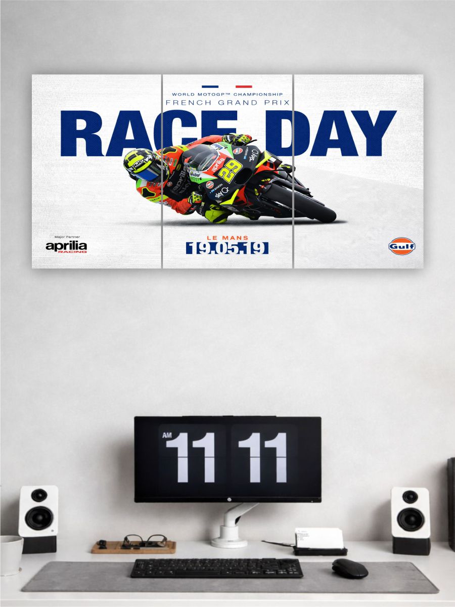 Aprilia racing bike split poster