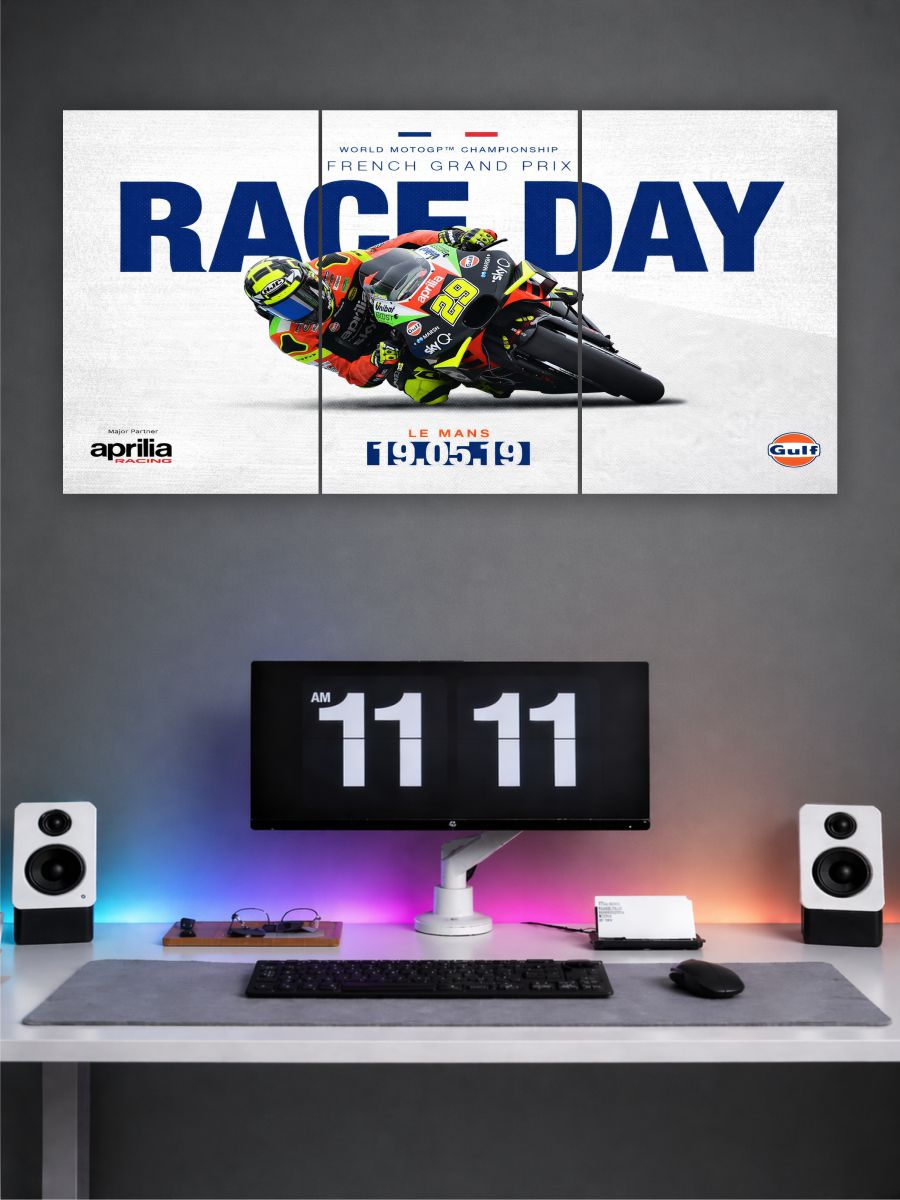 Aprilia racing bike split poster