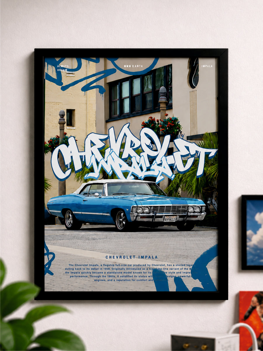 CHARVRAET Old Car Wall Frame Poster