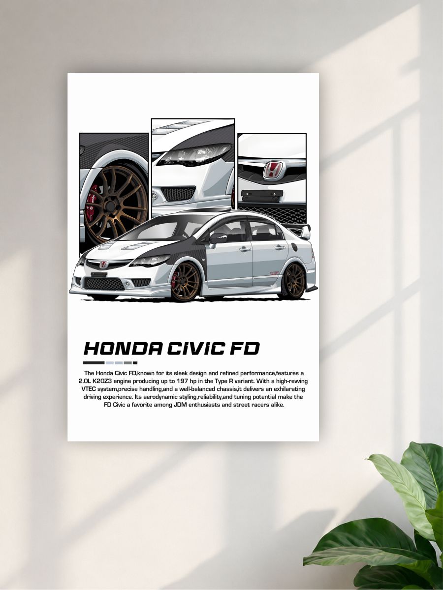 Honda Civic FD Wall Art Poster