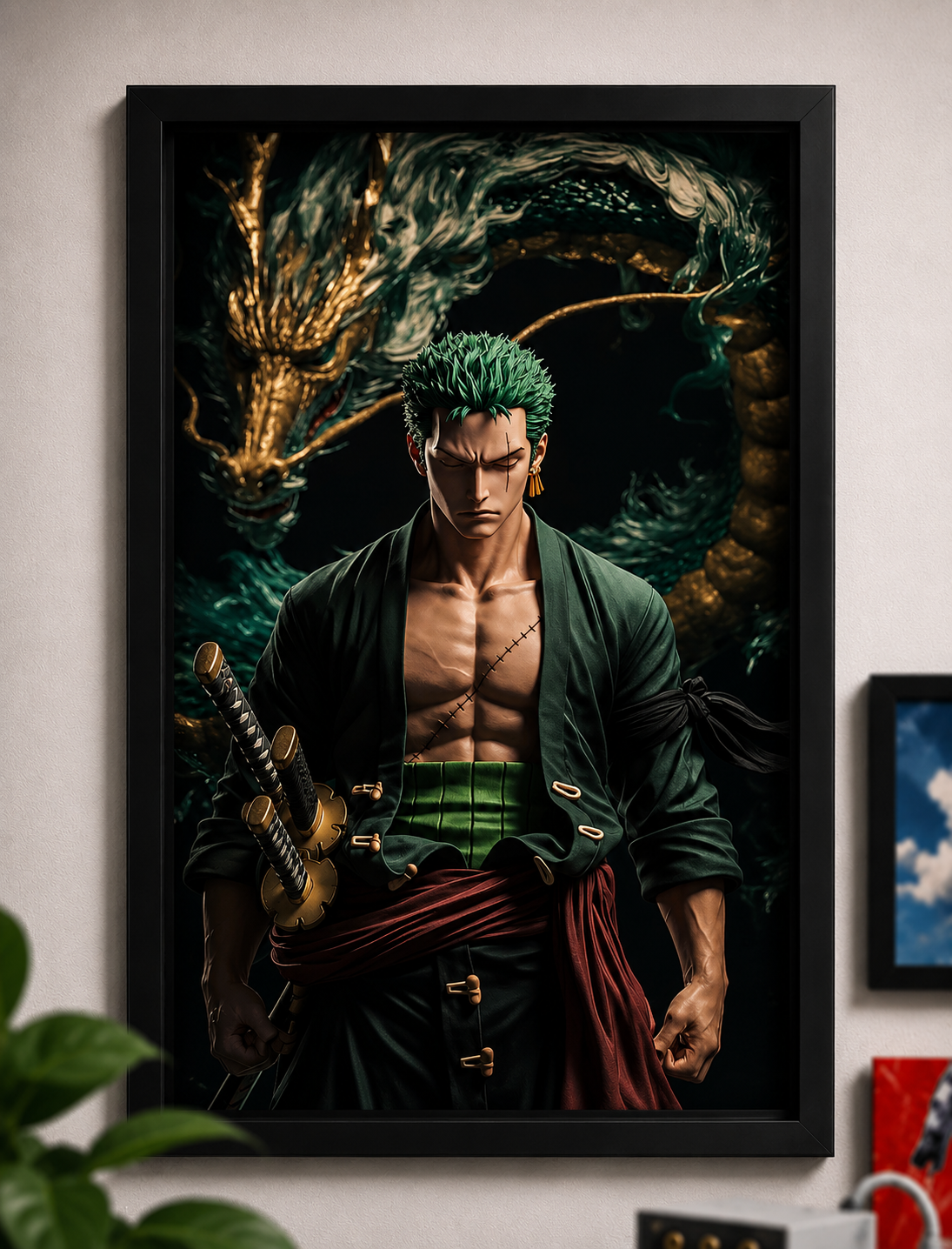 Warrior and Dragon wall frame