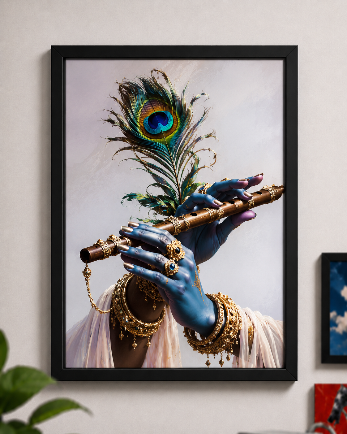 Krishna Flute Art wall Frame