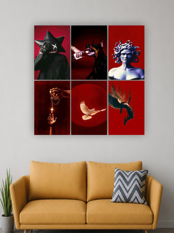 Dark Fantasy Red Aesthetic Wall Art Set of 6 Posters