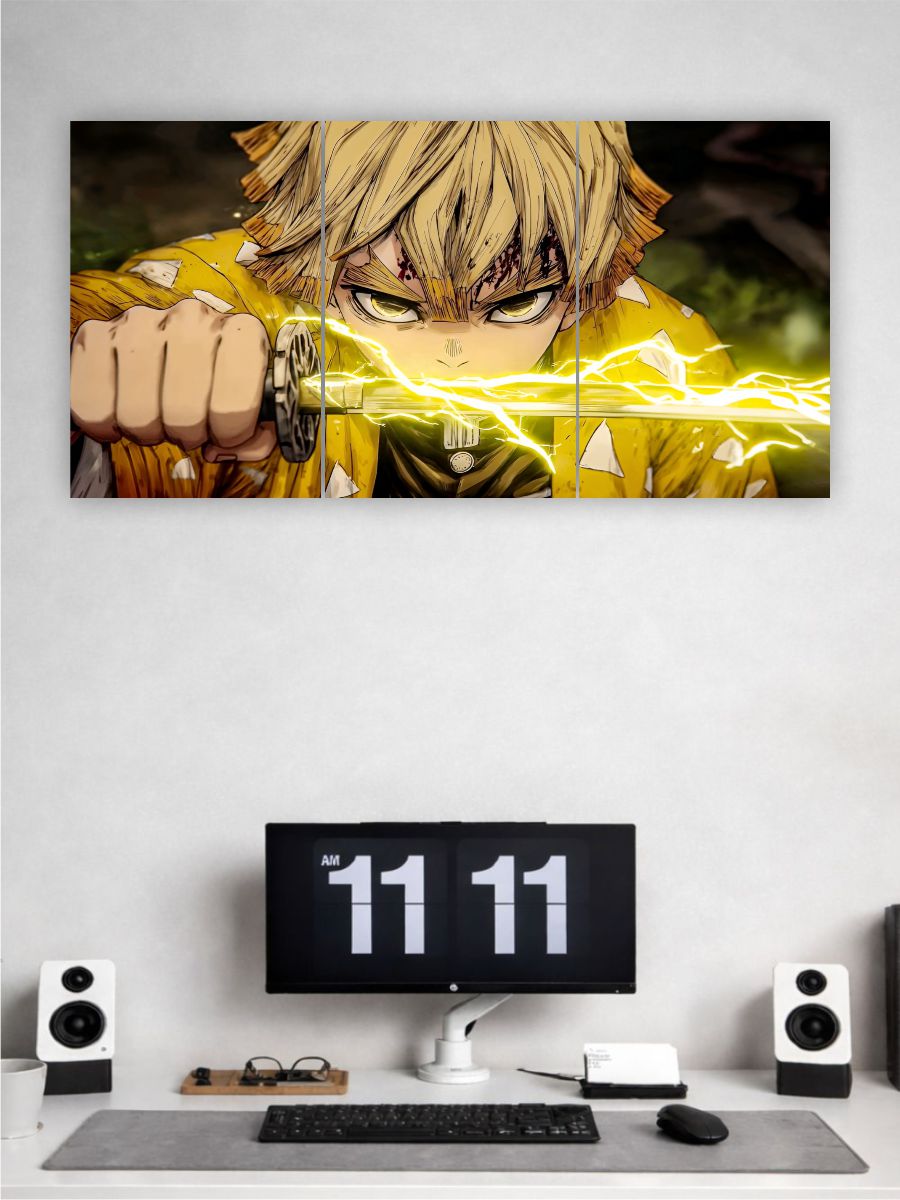 Demon Slayer Zenitsu Poster Set of 3 | Anime Wall Art