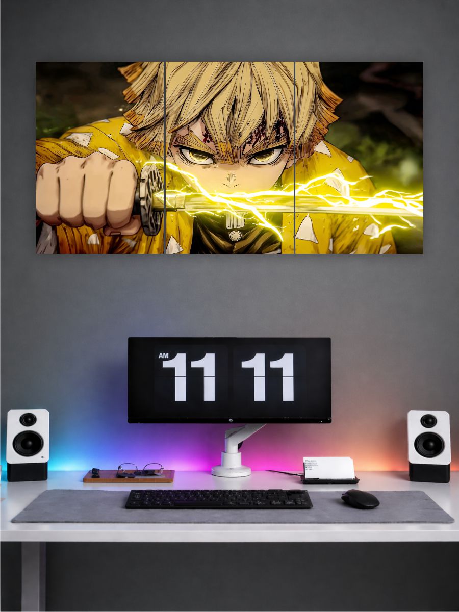 Demon Slayer Zenitsu Poster Set of 3 | Anime Wall Art