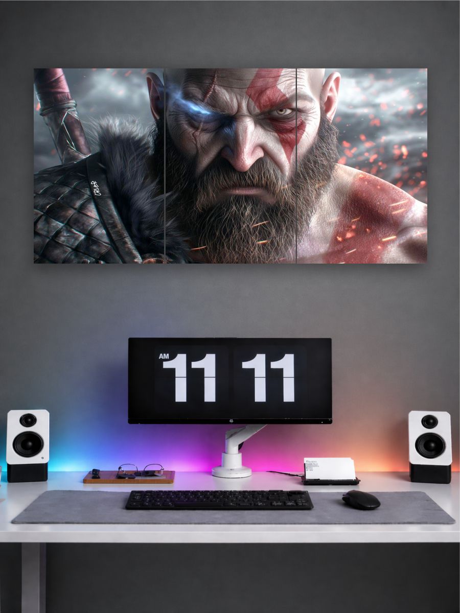 God of War Kratos Poster Set of 3 | Gaming Wall Art