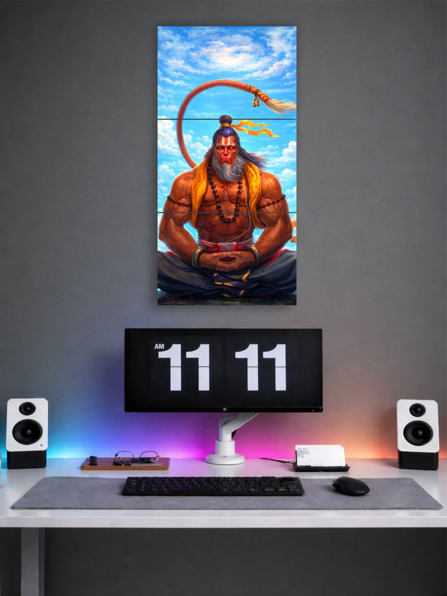 Hanuman Ji Meditation Split Poster