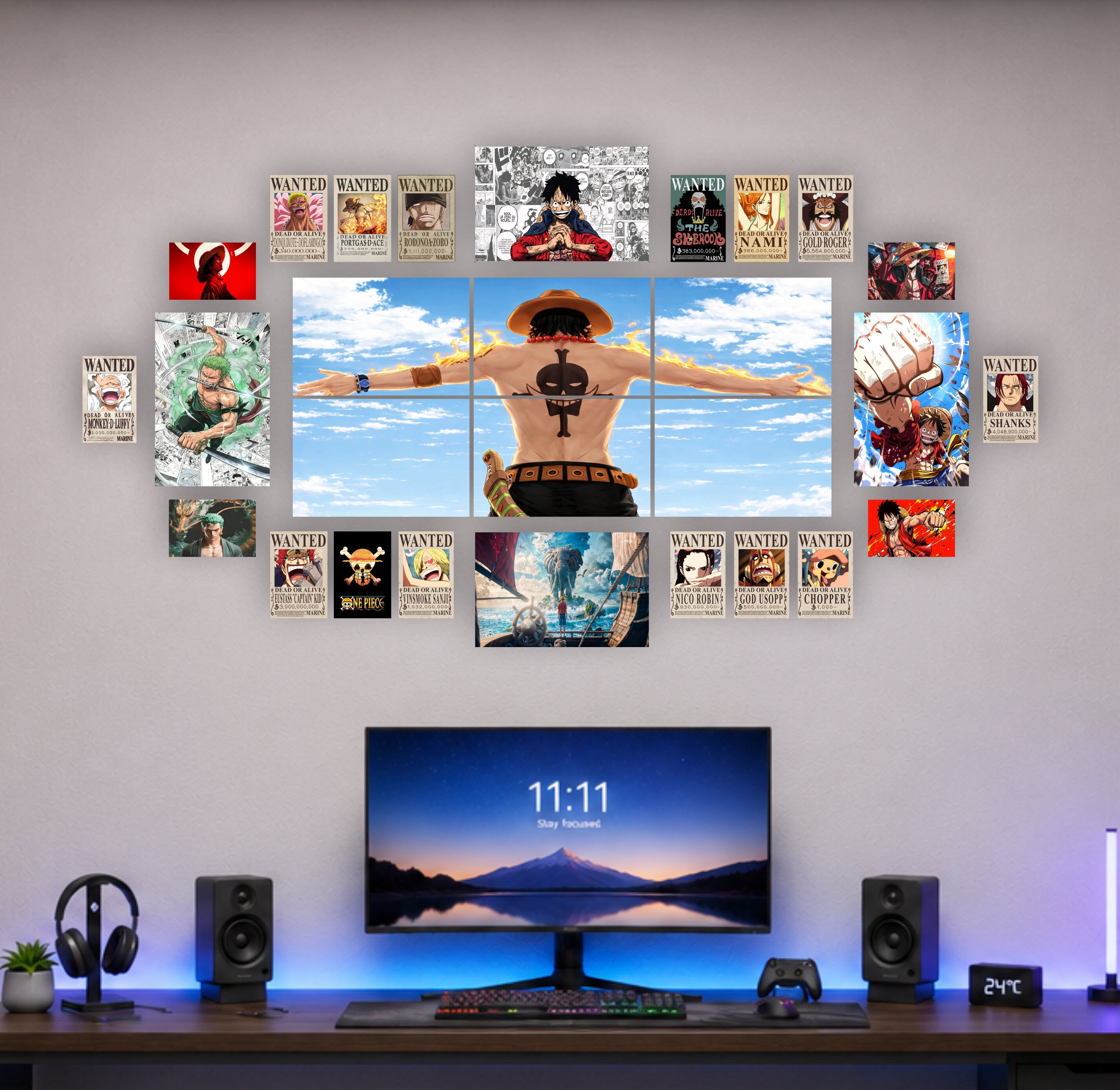 One Piece Ace Anime Wall Collage Poster Set