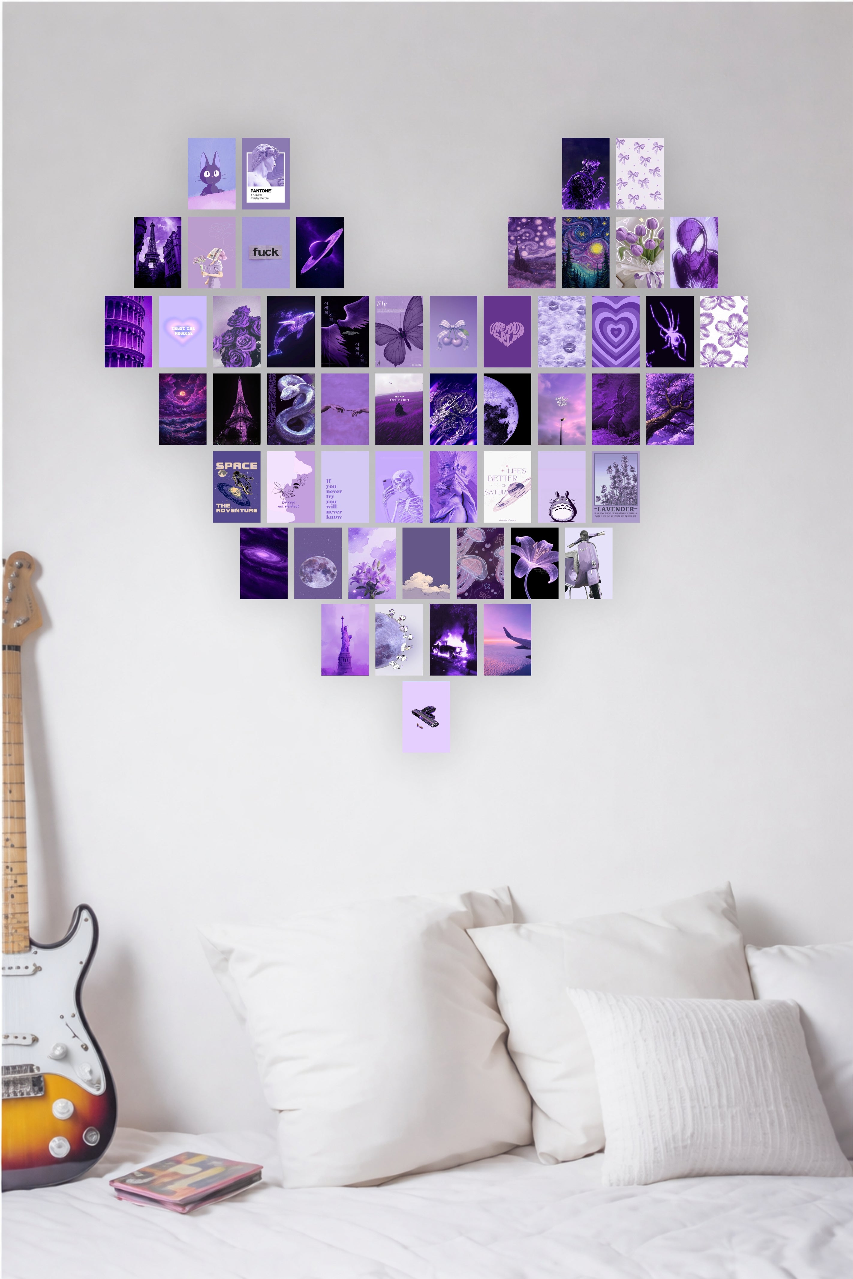 Purple Heart Aesthetic Wall Collage Poster 52-Set