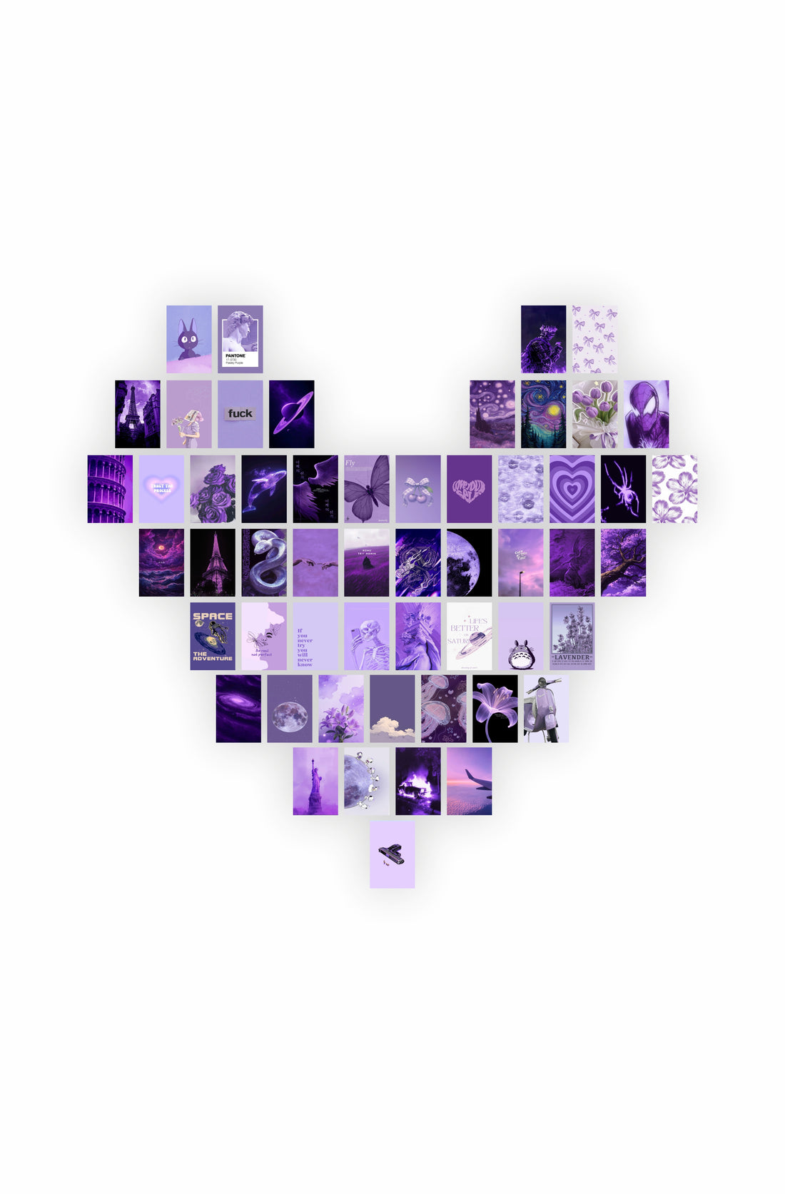 Purple Heart Aesthetic Wall Collage Poster 52-Set