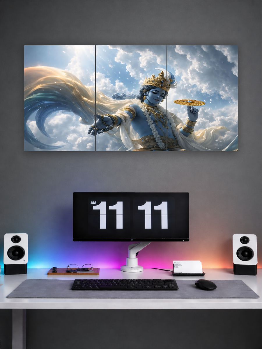Lord Krishna Divine Sky|Split Wall Poster