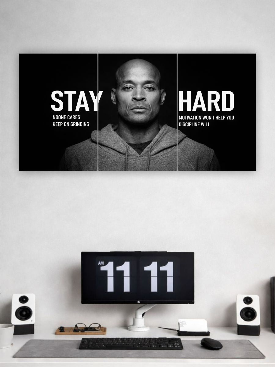 Stay Hard Motivational Split Poster Set of 3