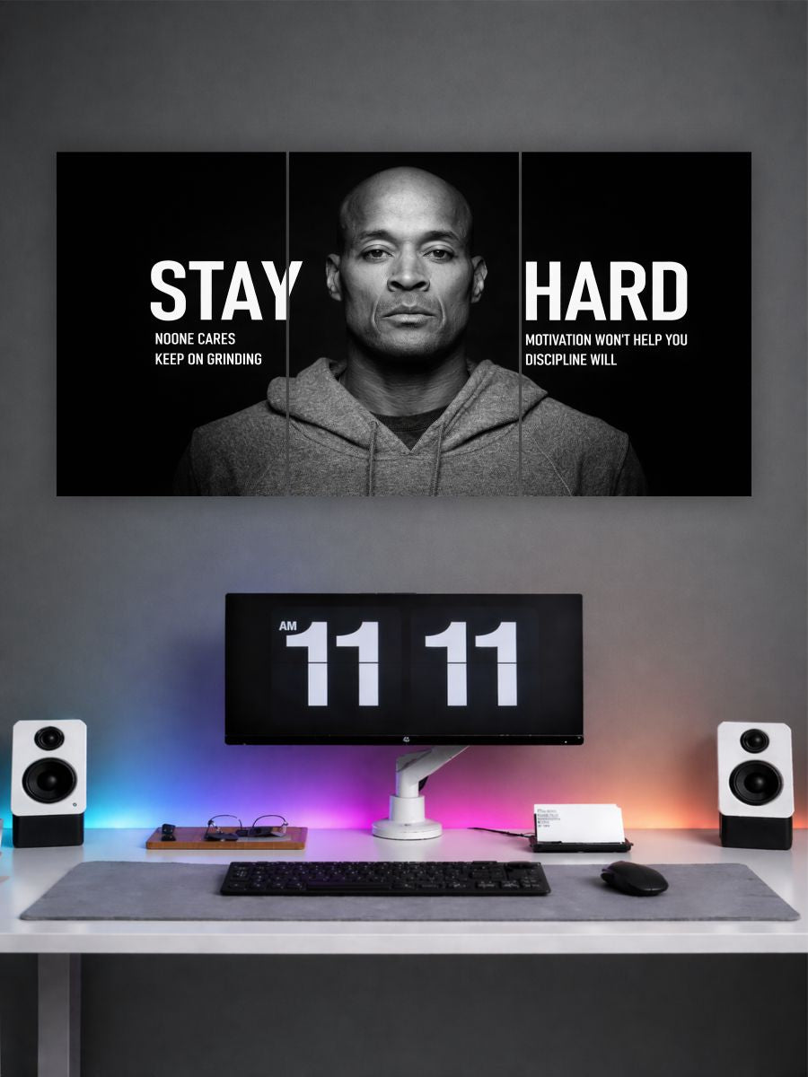 Stay Hard Motivational Split Poster Set of 3