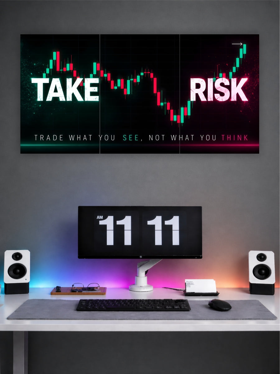 Take Risk Trading Wall Poster | Stock Market Motivation| Trader Room Decor