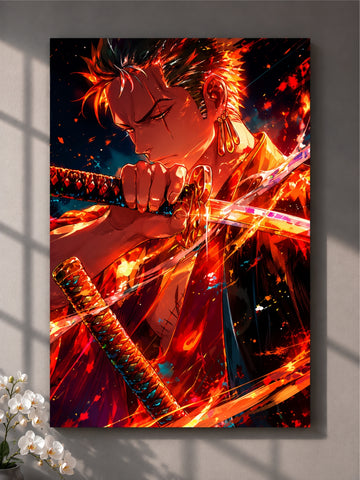 Animated character with a sword on a dark background