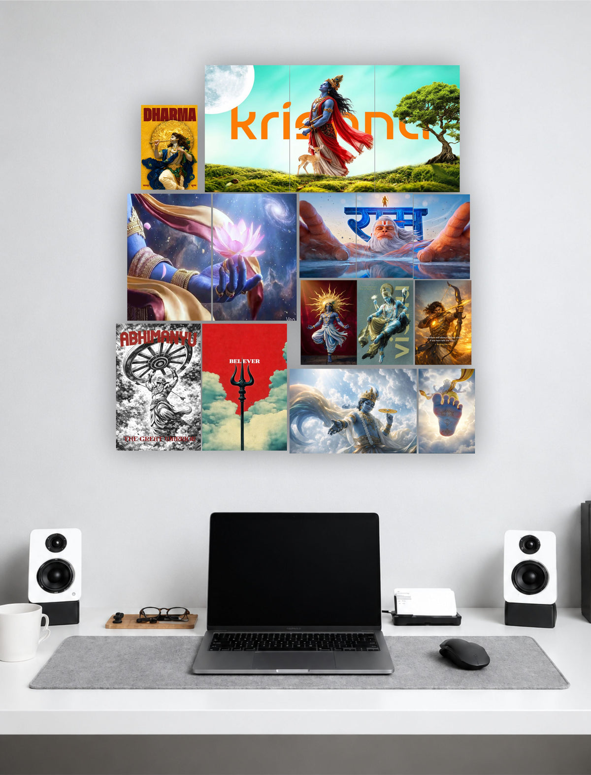 Krishna Dharma & Ram | Wall Setup Pack | 16 Piece A4 A5 Mix Pack