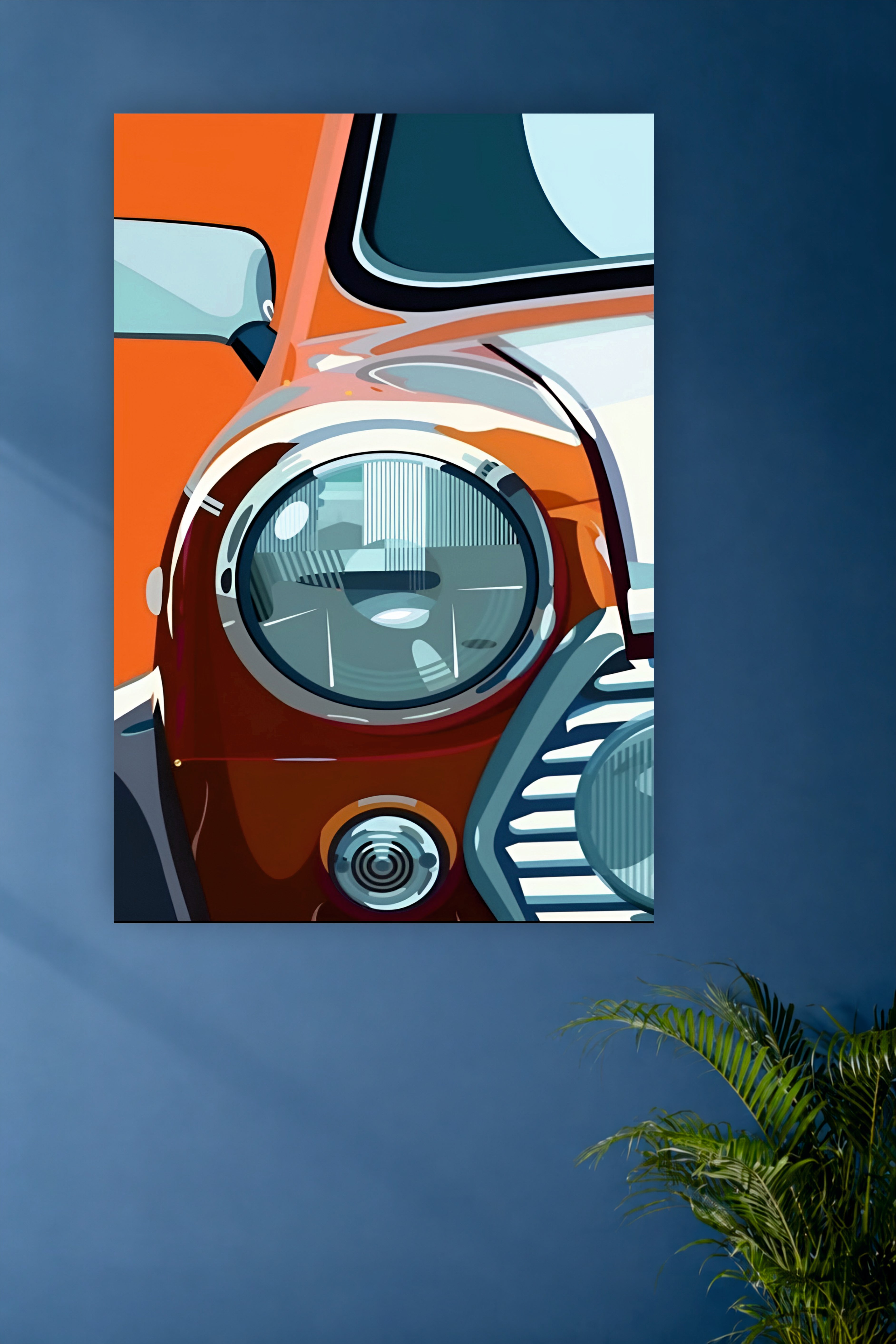 mini cooper car light single poster