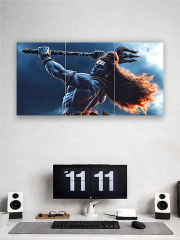 Mahadev Unleashed Split Wall Art - Premium Devotional Wall