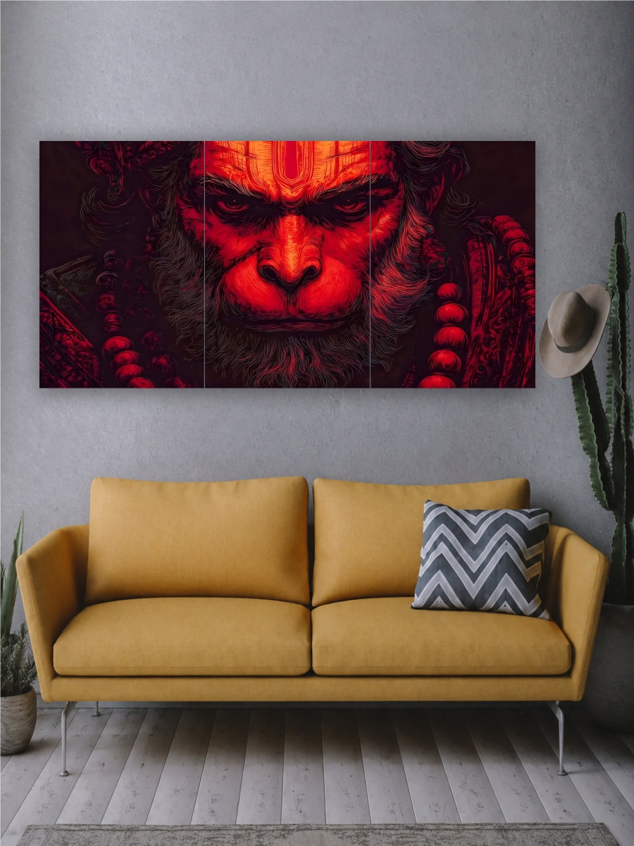 Inferno Hanuman – Fierce Divine Warrior Wall Art | Split Poster