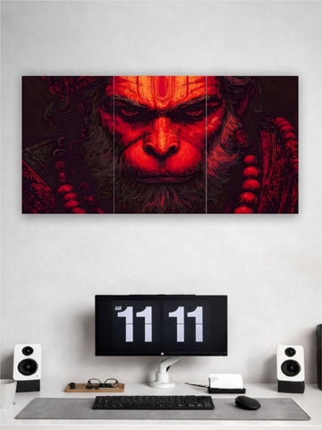 Inferno Hanuman – Fierce Divine Warrior Wall Art | Split Poster