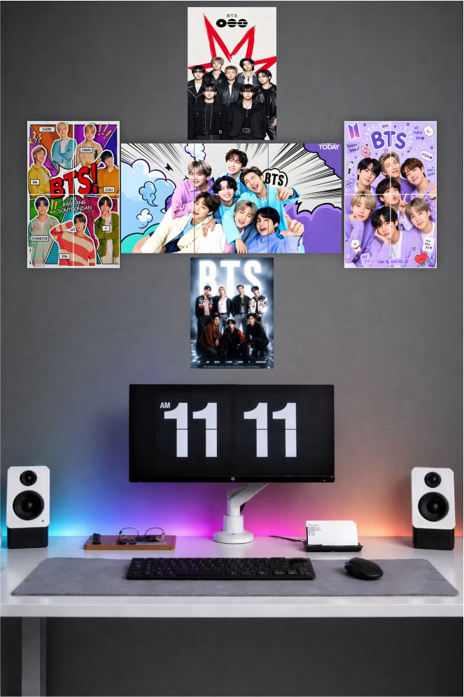 BTS Wall Poster Set of 5 for Room Decor | K-Pop Band Posters